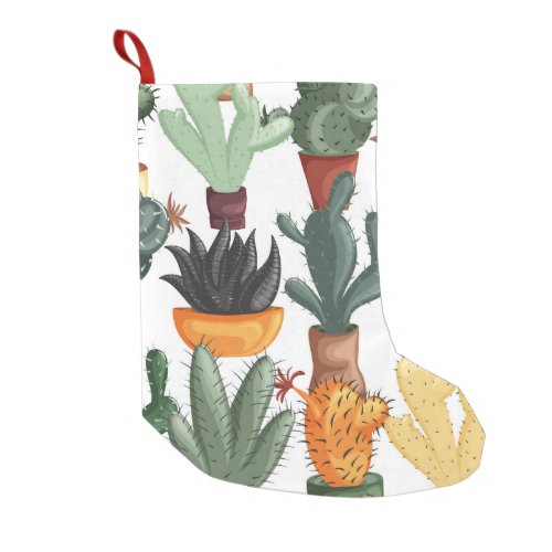 Succulents cactuses cute floral pattern small christmas stocking
