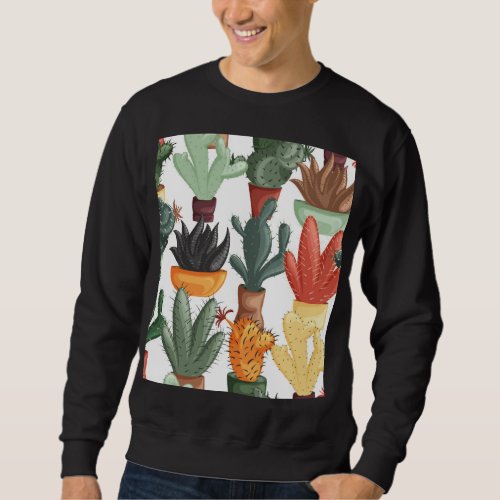 Succulents cactuses cute floral pattern sweatshirt