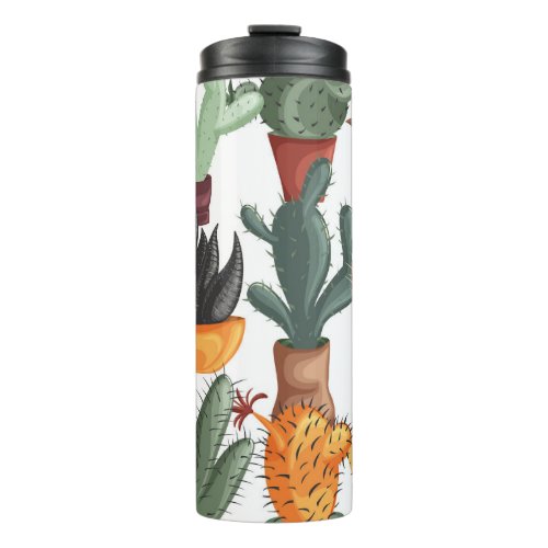 Succulents cactuses cute floral pattern thermal tumbler