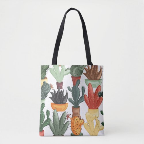 Succulents cactuses cute floral pattern tote bag