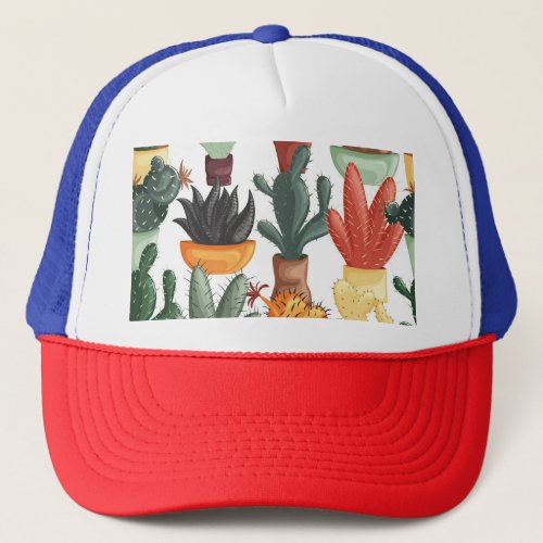 Succulents cactuses cute floral pattern trucker hat