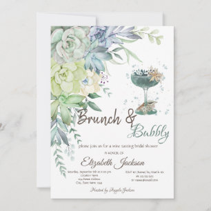 Succulents Cocktail Brunch & Bubbly Invitation