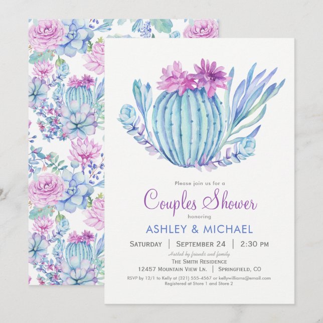 Succulents Couples Shower Invitation (Front/Back)