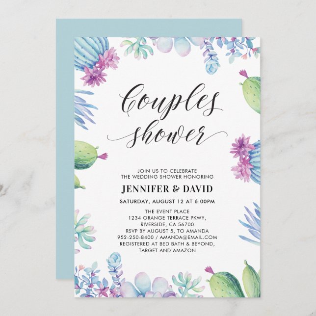 Succulents Couples Wedding Shower Invitation (Front/Back)
