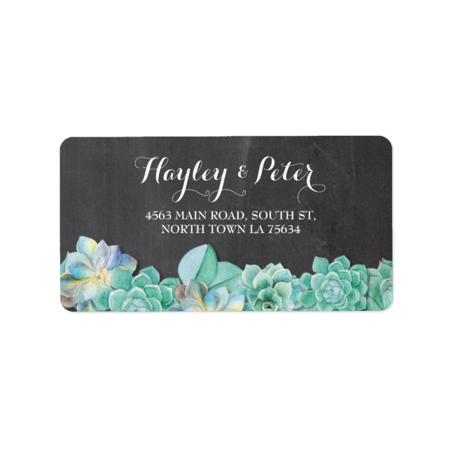 Succulents Cream Elegant Chalk Address Labels (Front)