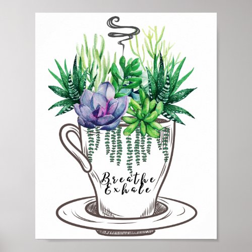 Succulents Cup Of Tea Arrangement Print