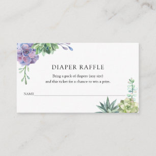 Succulents Diaper Raffle Ticket for Baby Shower Enclosure Card