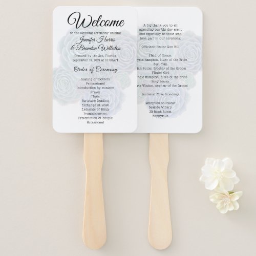 Succulents Double Sided Wedding Fan Programs