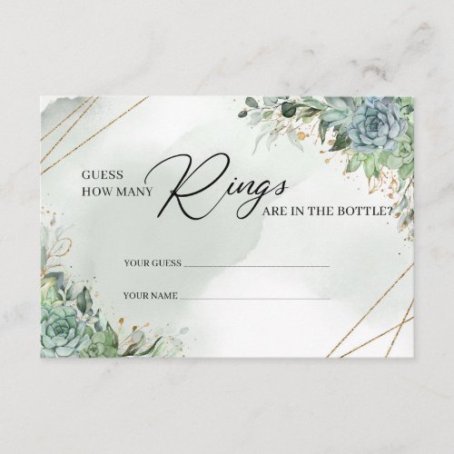 Succulents eucalyptus Guess how many rings card