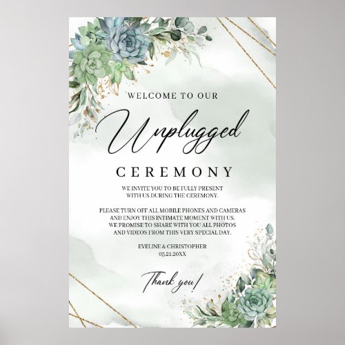 Succulents eucalyptus unplugged ceremony poster