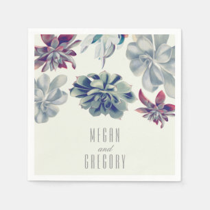 Succulents Floral Garden Wedding Paper Napkins