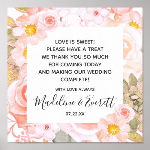 Succulents Floral Love is Sweet Treat Table Sign