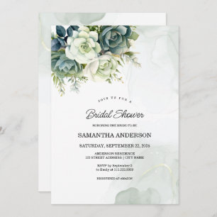 Succulents, flowers and greenery Bridal Shower Invitation