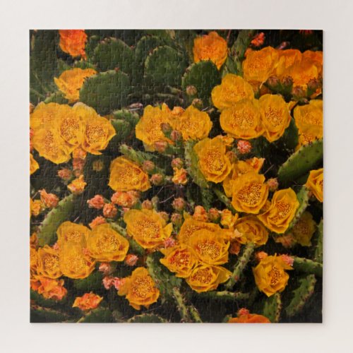 Succulents Garden Yellow Flowers Cactus Green Leaf Jigsaw Puzzle
