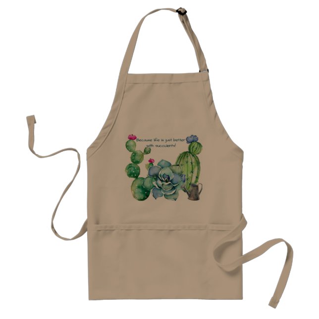 Succulents Gardening Apron! Adult Apron (Front)