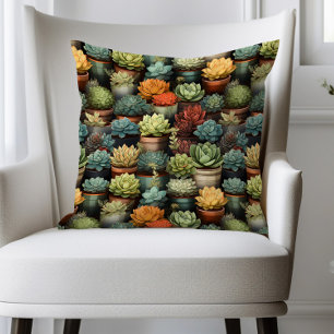 Succulents Gardening Cactus Plants Throw Pillow