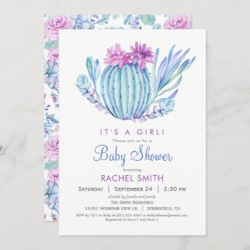 Succulents Girl Baby Shower Invitation by Card_Stop at Zazzle