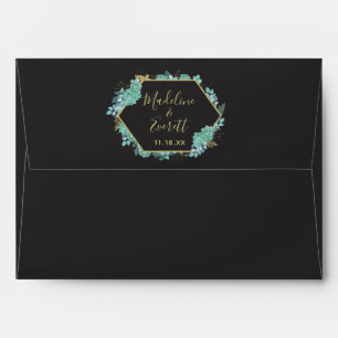 Succulents Gold Frame Any Color Wedding Monogram Envelope