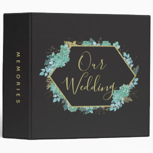 Succulents Gold Frame Elegant Wedding Photo Album Binder