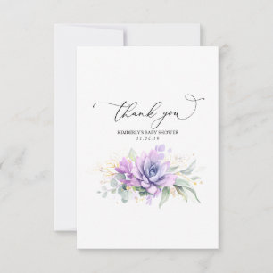 Succulents Gold Greenery Baby Shower Thank You Card