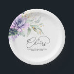 Succulents Gold Greenery Elegant Modern Cheers Pap Paper Plates<br><div class="desc">Gold eucalyptus leaves and watercolor sage green succulents paper plates</div>