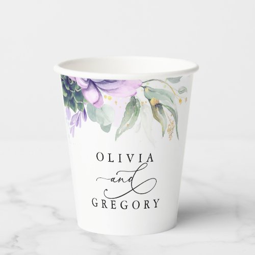 Succulents Gold Greenery Elegant Modern Wedding Pa Paper Cups