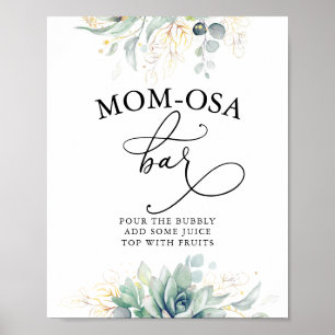 Succulents Gold Greenery Mom-osa Bar Sign