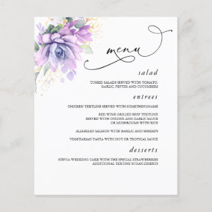 Succulents Gold Greenery Wedding Menu Flyer