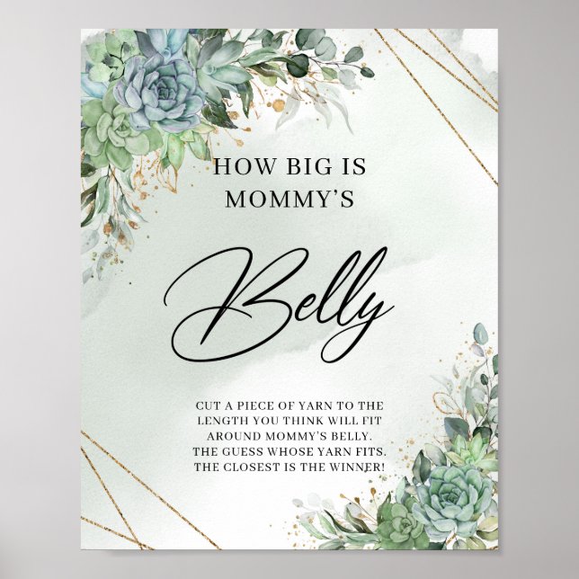 Succulents gold How Big Is Mommy's Belly game Poster (Front)