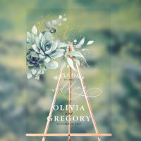 Succulents Gold Leaves Greenery Wedding Welcome