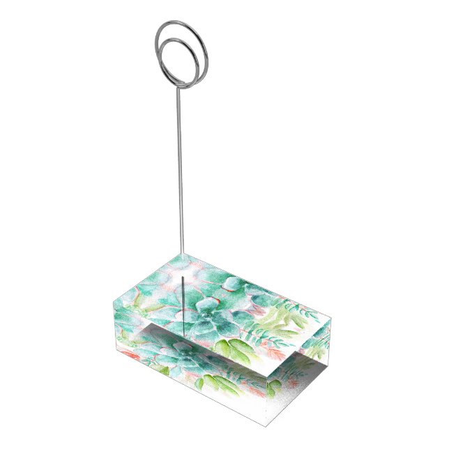 Succulents green orange wedding table card holder (Corner)