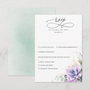 Succulents Greenery and Gold Wedding RSVP Card