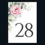 Succulents Greenery and Pink Flowers Table Number<br><div class="desc">Succulents greenery and pink flowers wedding table number cards</div>