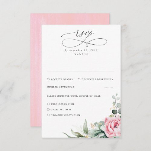 Succulents Greenery and Pink Flowers Wedding RSVP Card