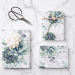 Succulents Greenery and Silver Eucalyptus Leaves Wrapping Paper Sheets<br><div class="desc">Succulents greenery and silver eucalyptus leaves pattern wrapping papers</div>