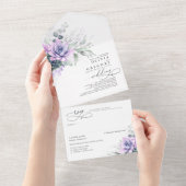 Succulents Greenery and Silver Leaves Wedding  All In One Invitation (Tearaway)