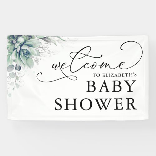 Succulents Greenery Baby Shower Welcome Banner