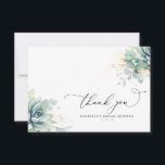 Succulents Greenery Bridal Shower Thank You<br><div class="desc">Watercolor greenery leaves small cute thank you cards</div>