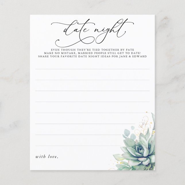 Succulents Greenery Date Night Ideas (Front)