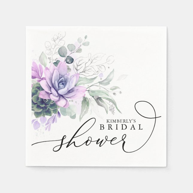 Succulents Greenery Elegant Bridal / Baby Shower Napkins (Front)