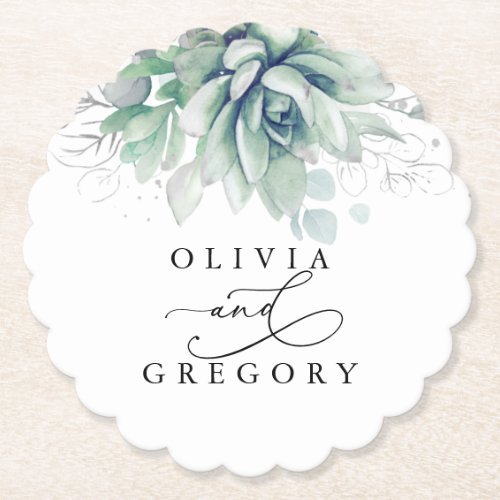 Succulents Greenery Elegant Modern Paper Coaster