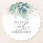 Succulents Greenery Elegant Modern Paper Coaster<br><div class="desc">Rose gold succulents greenery stylish coasters</div>