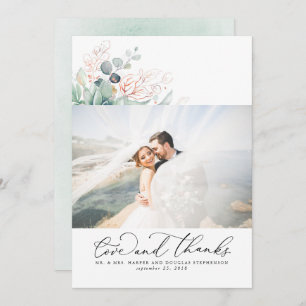 Succulents Greenery Elegant Wedding Thank You