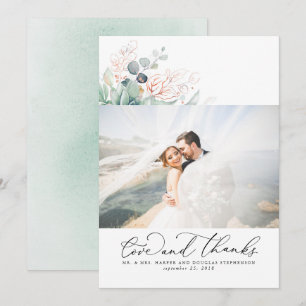 Succulents Greenery Elegant Wedding Thank You Card