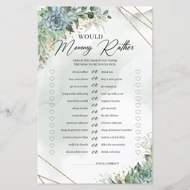 Succulents greenery foliage Would Mommy Rather (Front)