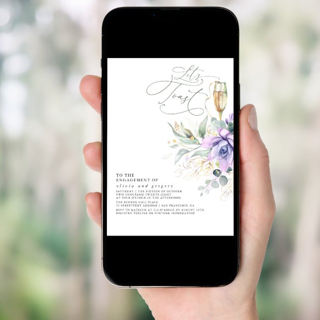 Succulents Greenery Gold Leaves Engagement Party I Invitation (Front Digital)