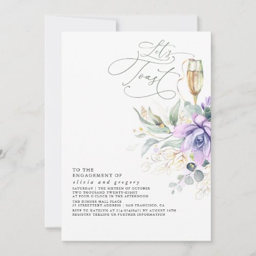 Succulents Greenery Gold Leaves Engagement Party I Invitation