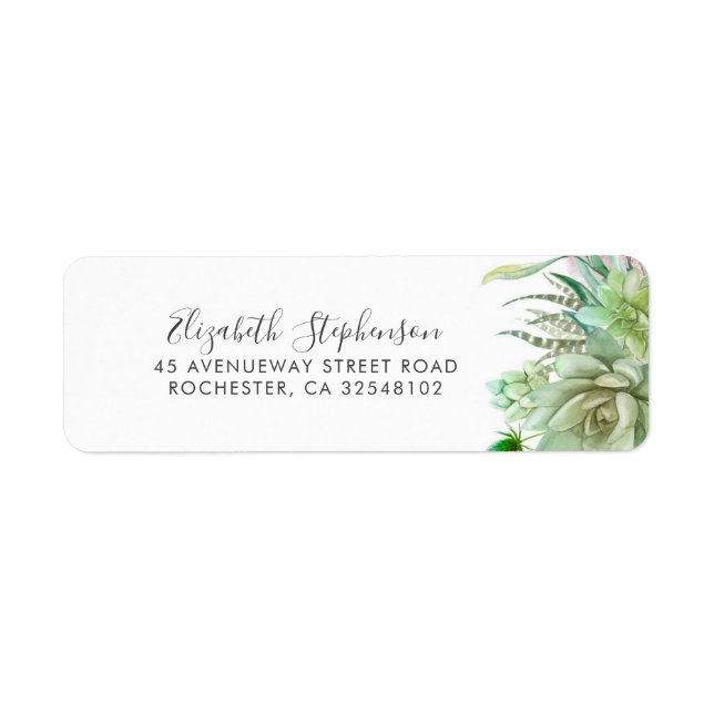 Succulents Greenery Modern Label (Front)