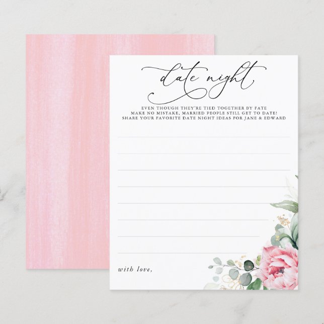 Succulents Greenery Pink Floral Date Night Ideas (Front/Back)