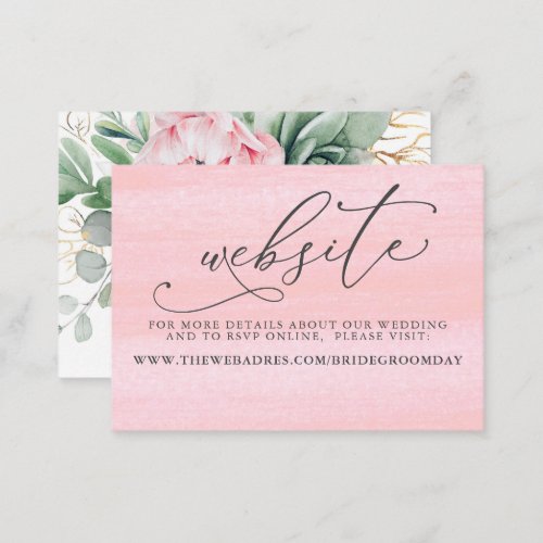 Succulents Greenery Pink Wedding Website Business Card